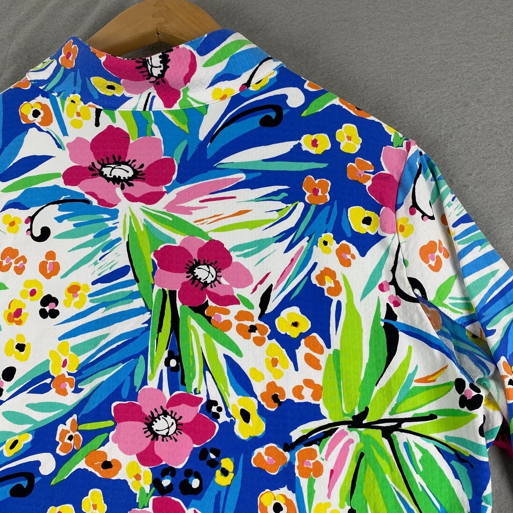 IBKUL Womens pullover XL Long Sleeve Top Shirt Mock Neck 1/4 zip Floral Flowers - Picture 8 of 14